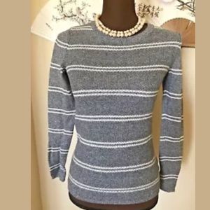 Talbots || Gray White Stripes Sweater